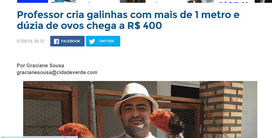 Print de reportagem sobre Índio Gigante